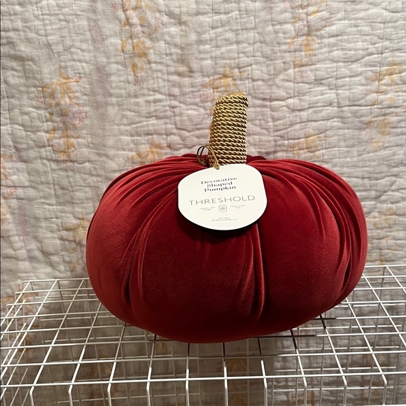 Threshold Velvet Red Pumpkin Pillow - Picture 8 of 9